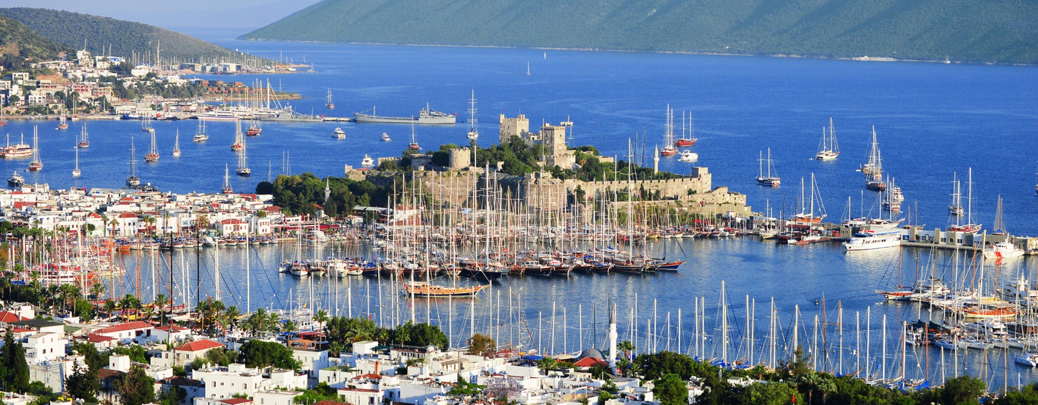 View of Bodrum harbor in Turkey