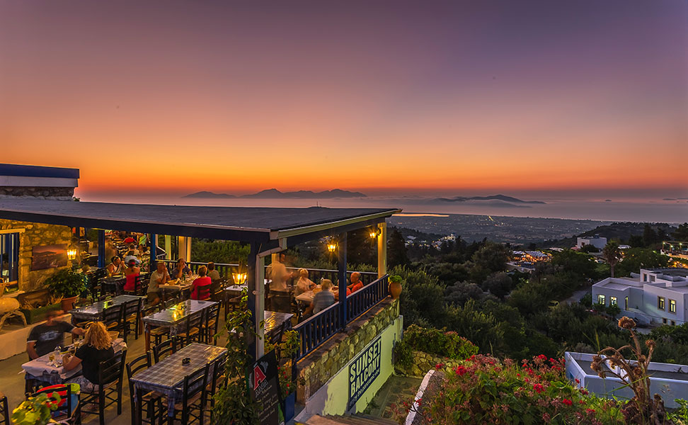 Sunset as seen from "Sunset Balcony" Taverna in Zia Village, Kos Island