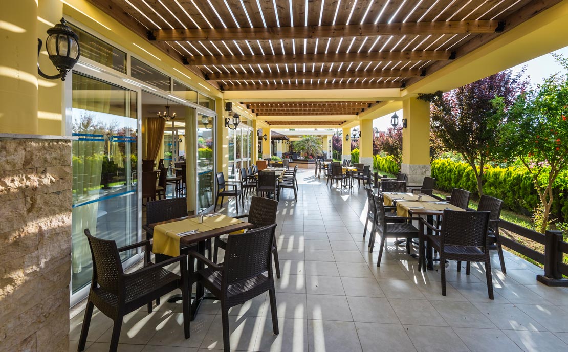 Restaurant terrace at Gaia Royal Hotel